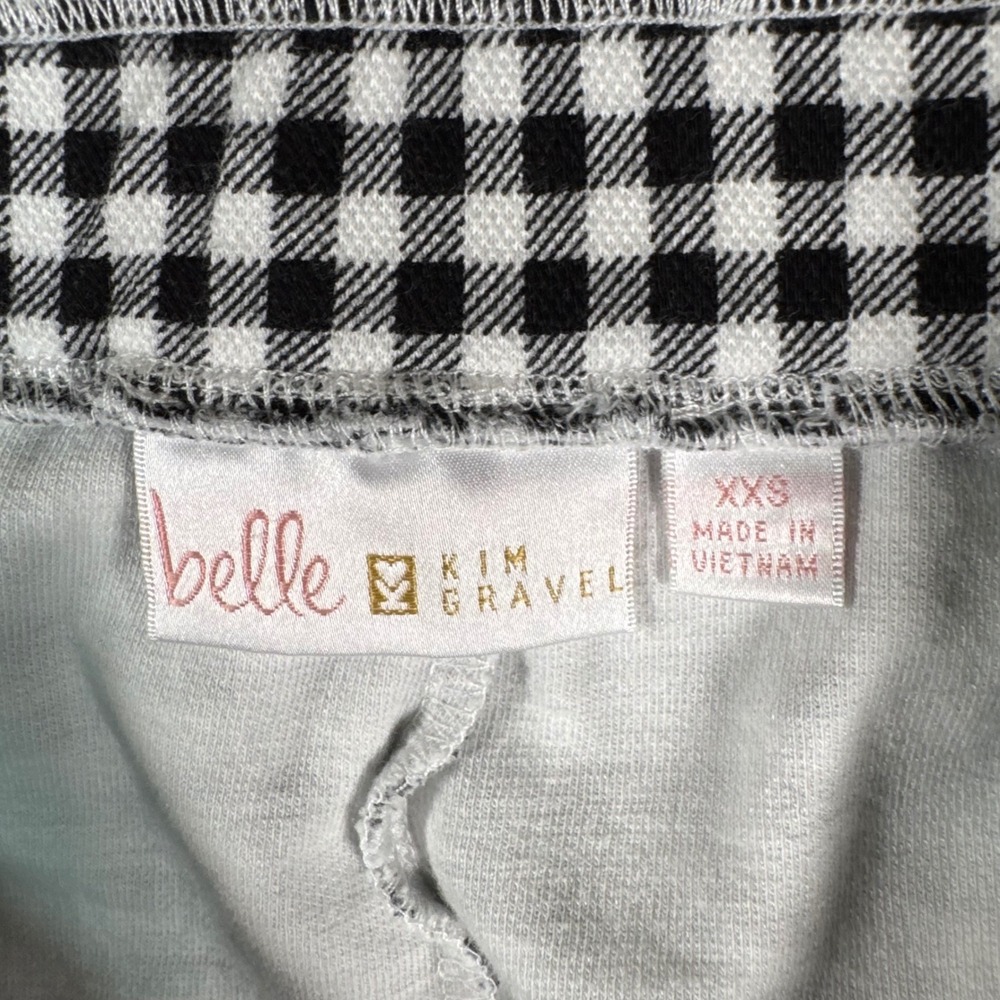 Belle Kim Gravel Gingham Capri Pants XXS Black White Cropped Minimal Casual‎ - Picture 3 of 8